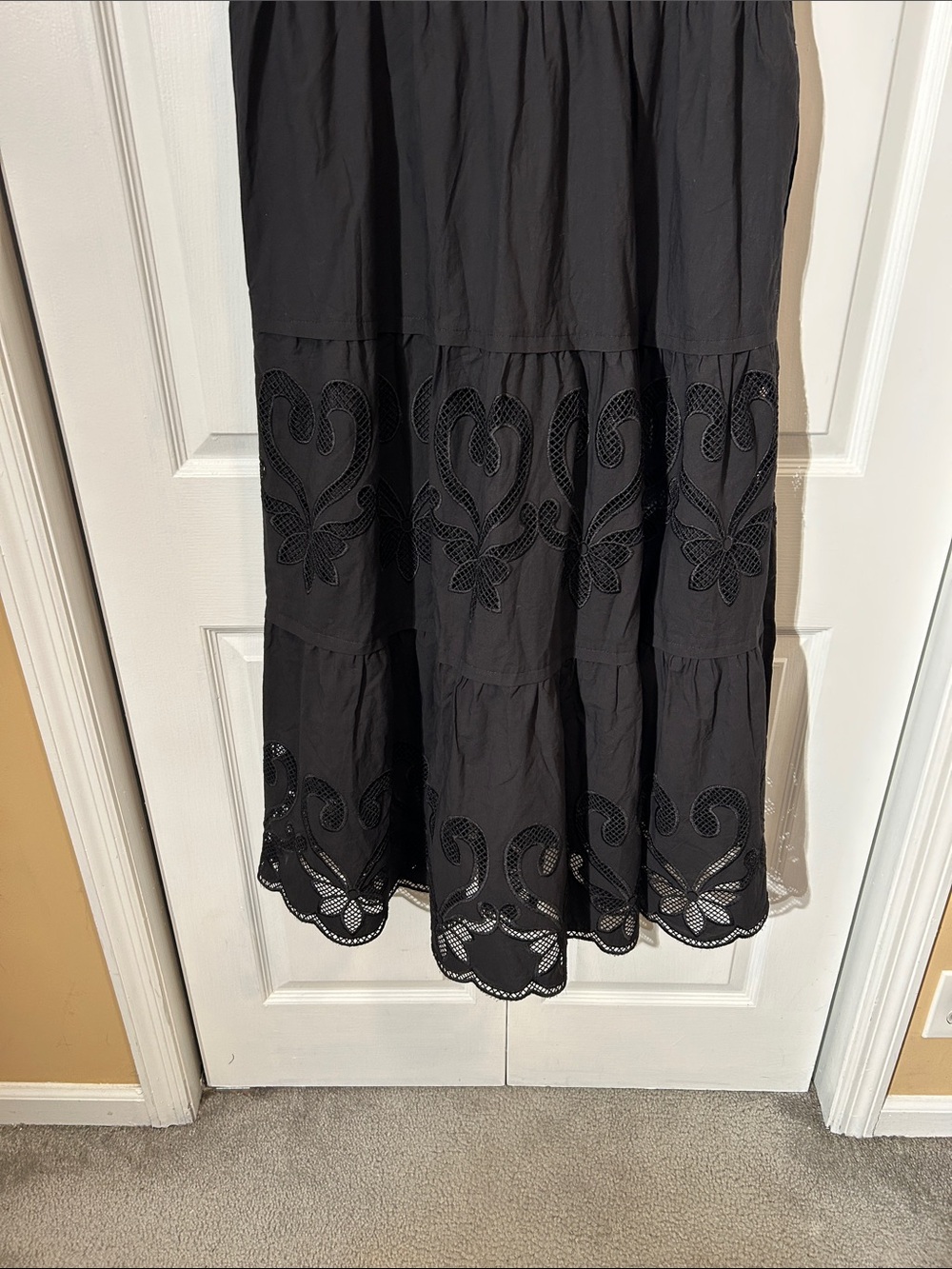 NWT PrettyGarden Black Eyelet Midi Dress Size XL Short Sleeves - Picture 10 of 15